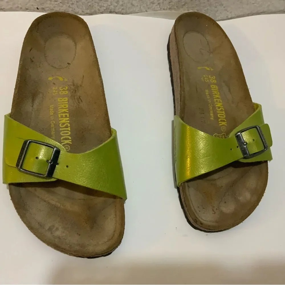 Birkenstock madrid patent womens size 7 green lemon